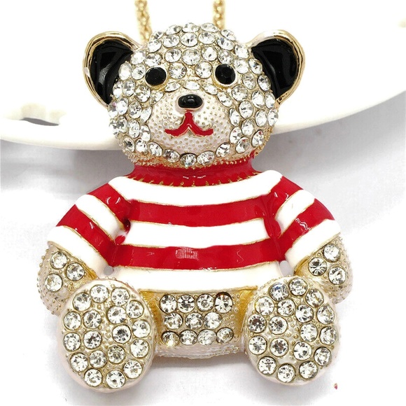 Lirrio's Closet Jewelry - Teddy Bear with Sweater Pendant Brooch NWT-